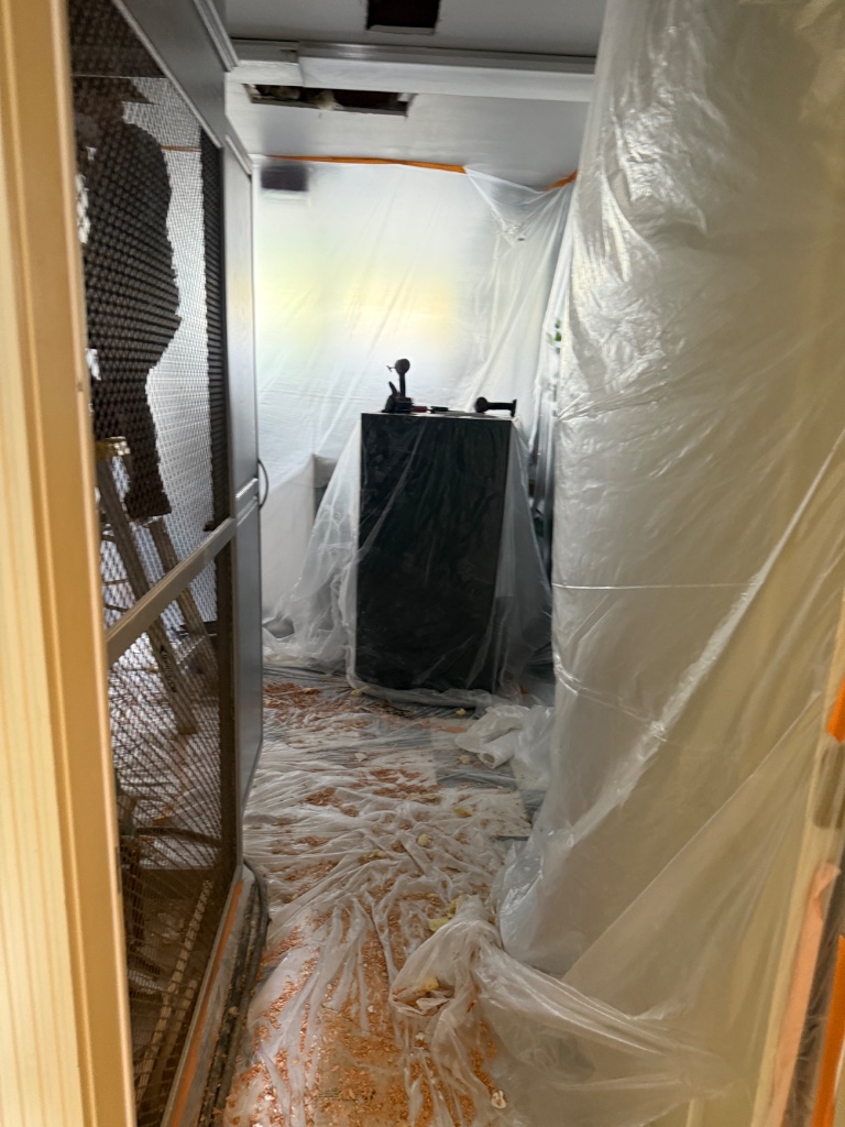 Bathroom wall with multiple access holes for supply line replacement