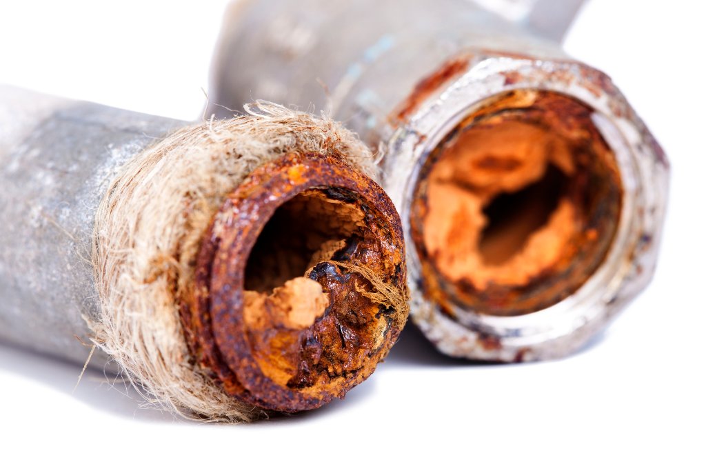 Severely corroded galvanized pipes removed during a repipe