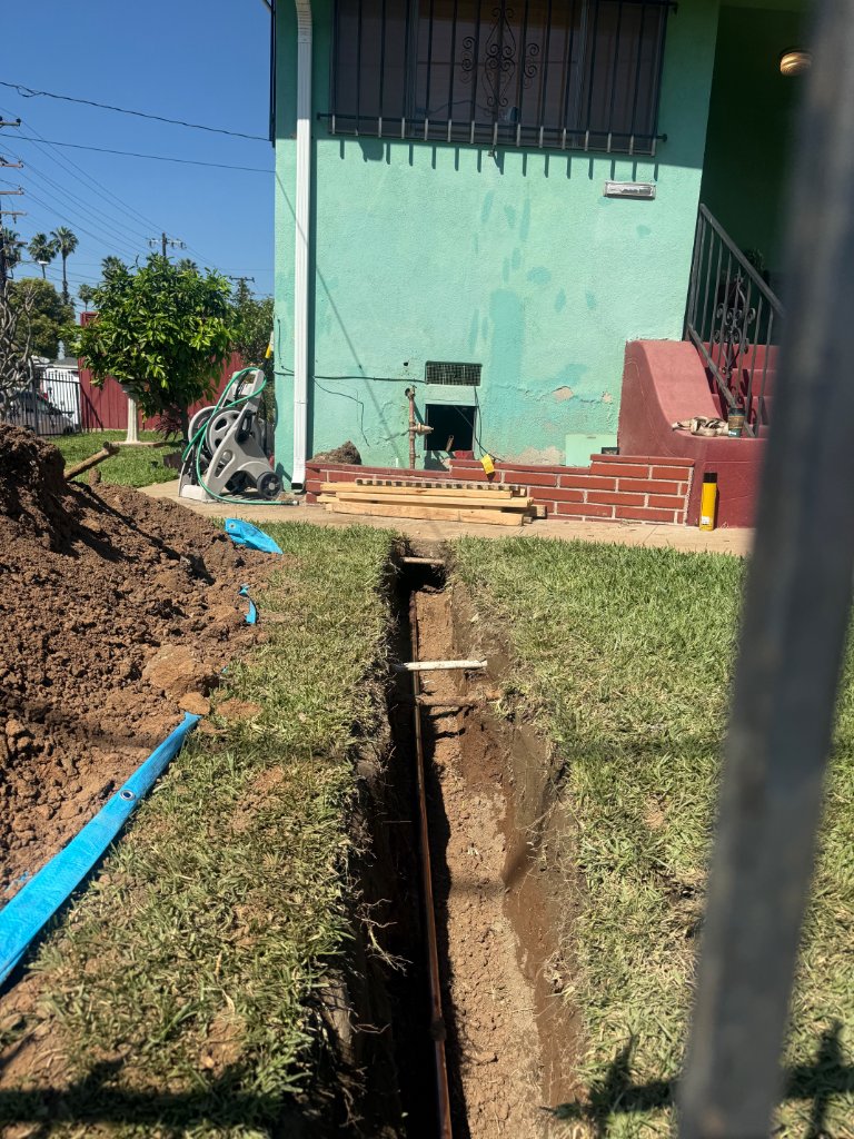 Clean trench run to the home