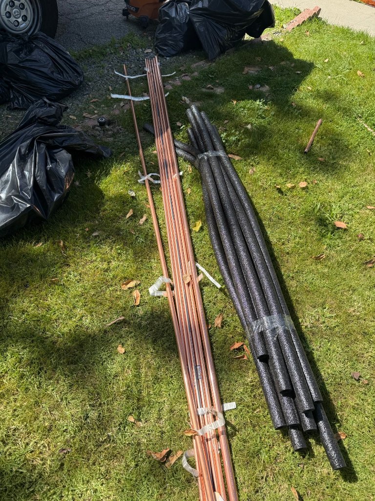 Exterior copper repipe — stucco opened and patched