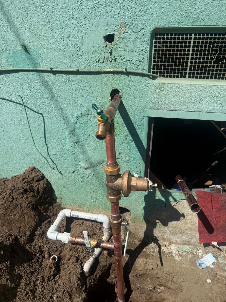 New shutoff, PRV & hose bib installed