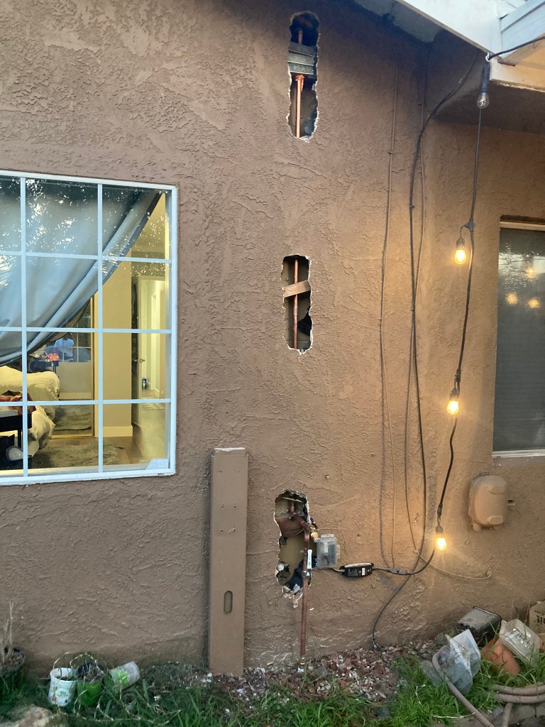Bathroom rough-in with new copper supply lines