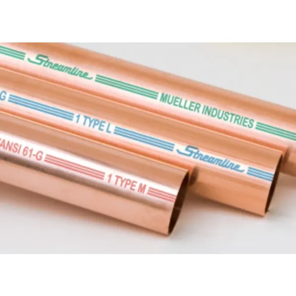 Type L vs Type M copper pipe comparison showing color-coded blue and red labeling