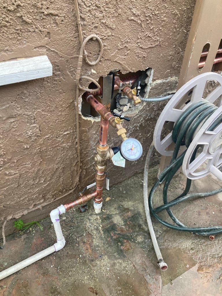 Copper pipes laid out before installation