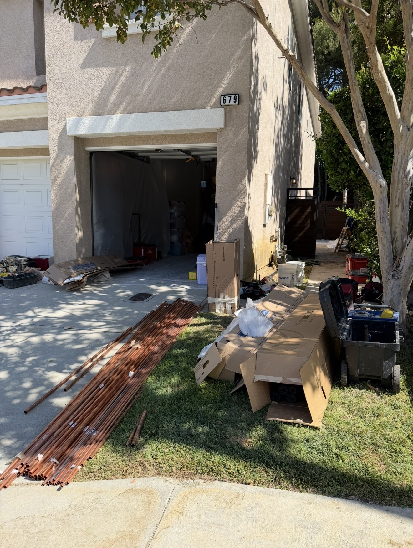 NextLevel Repipe copper repipe project site with new copper pipes ready for installation