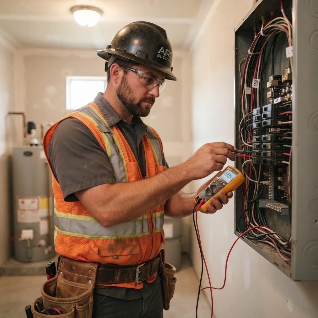 Electrician contractor at work