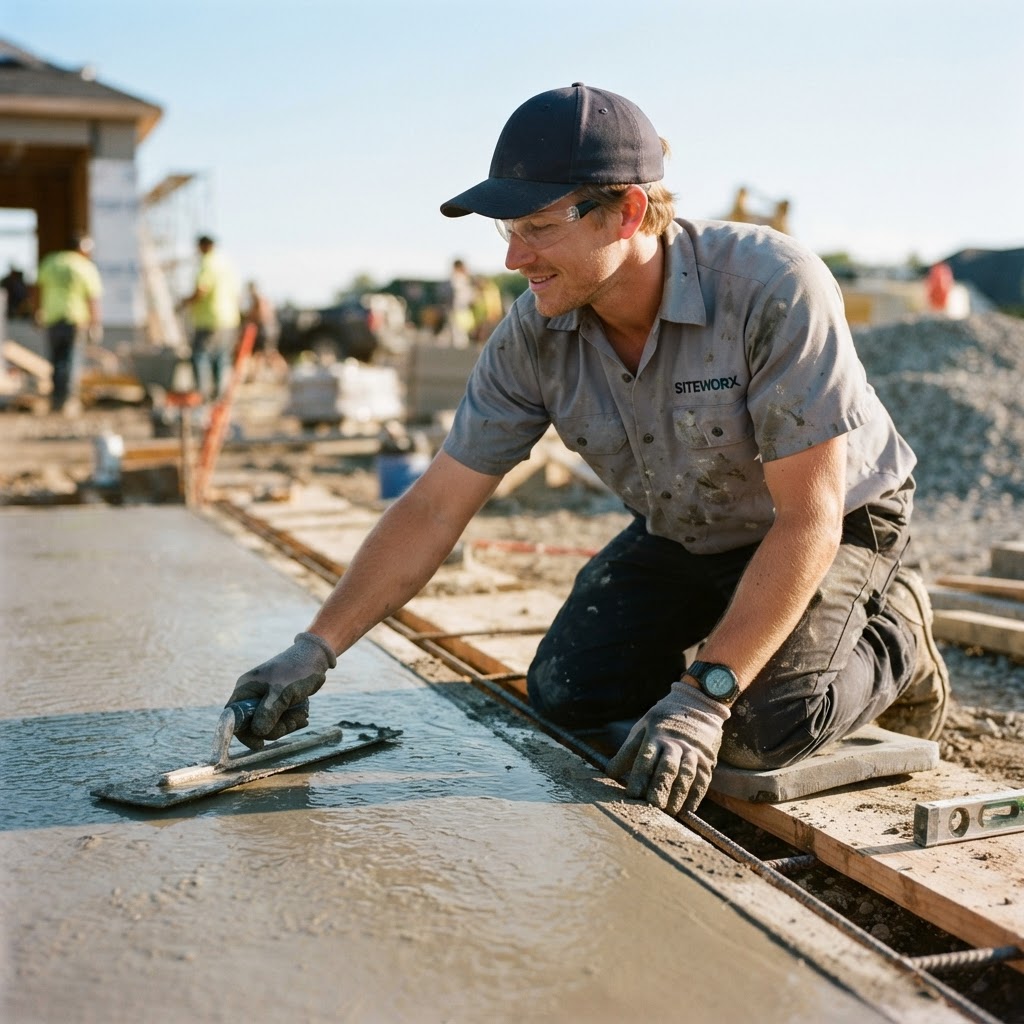 Contractor working concrete