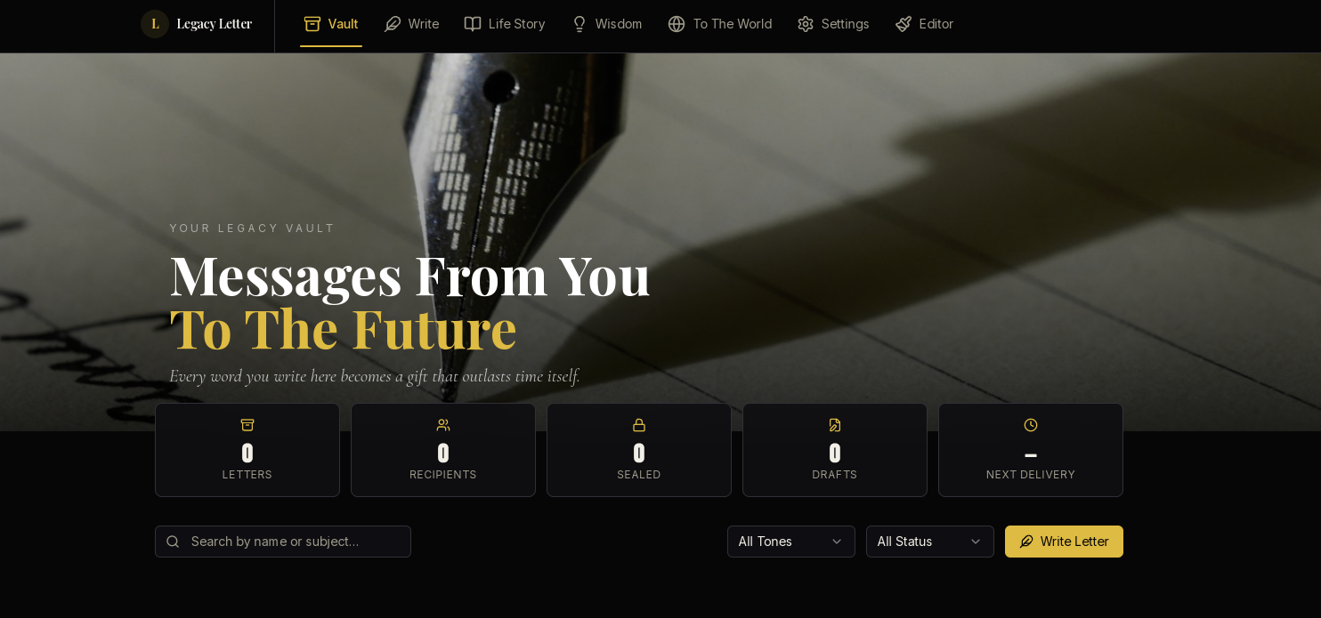 Legacy Letter — Digital Time Capsule template preview