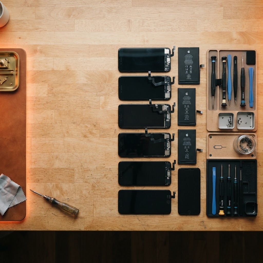 Repair shop inventory software tracking phone screens, batteries and parts by IMEI and serial number