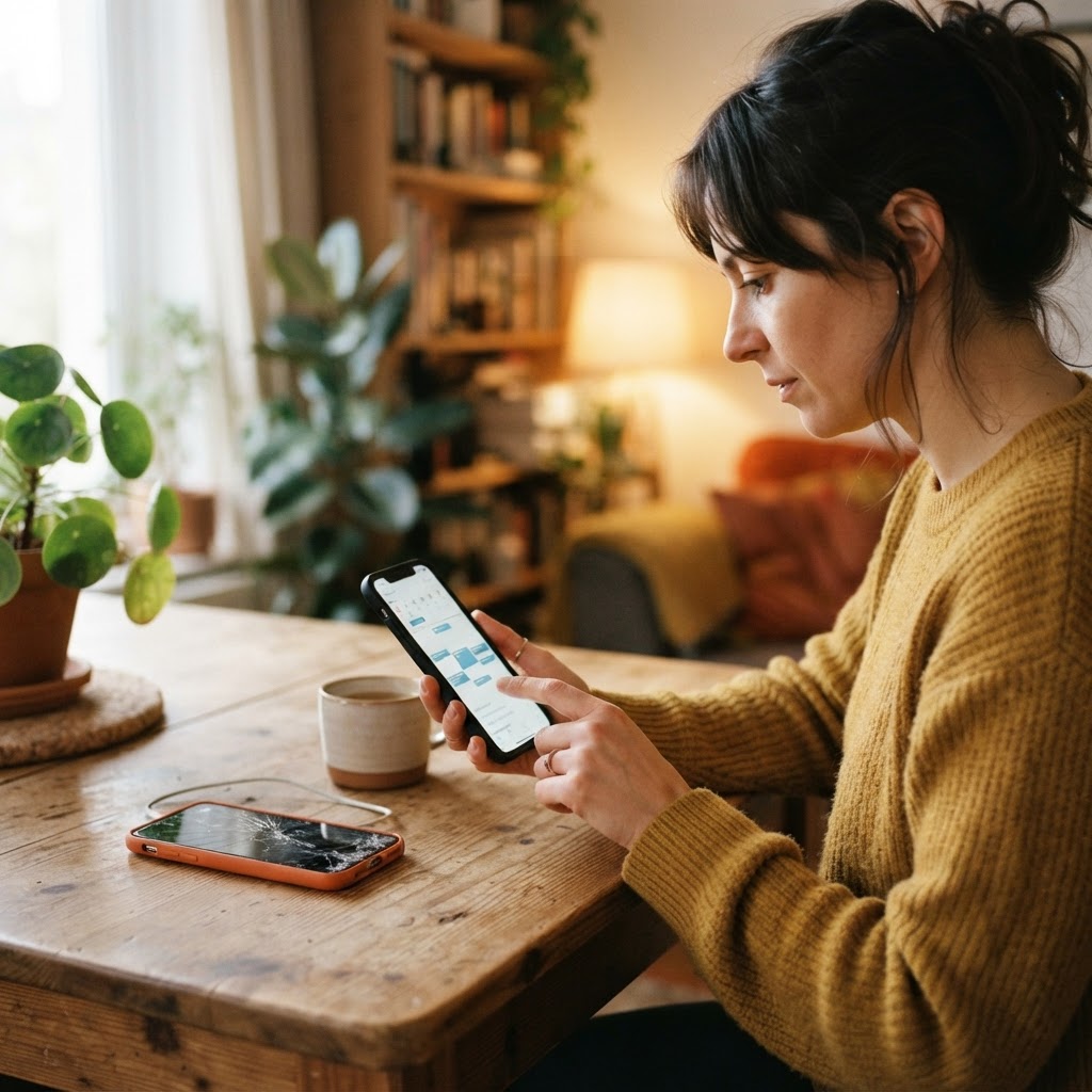 Customer booking a repair appointment online on a smartphone