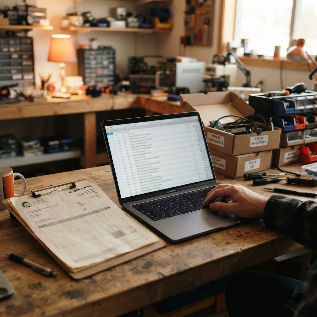 Vendor invoice imported into repair shop inventory by AI