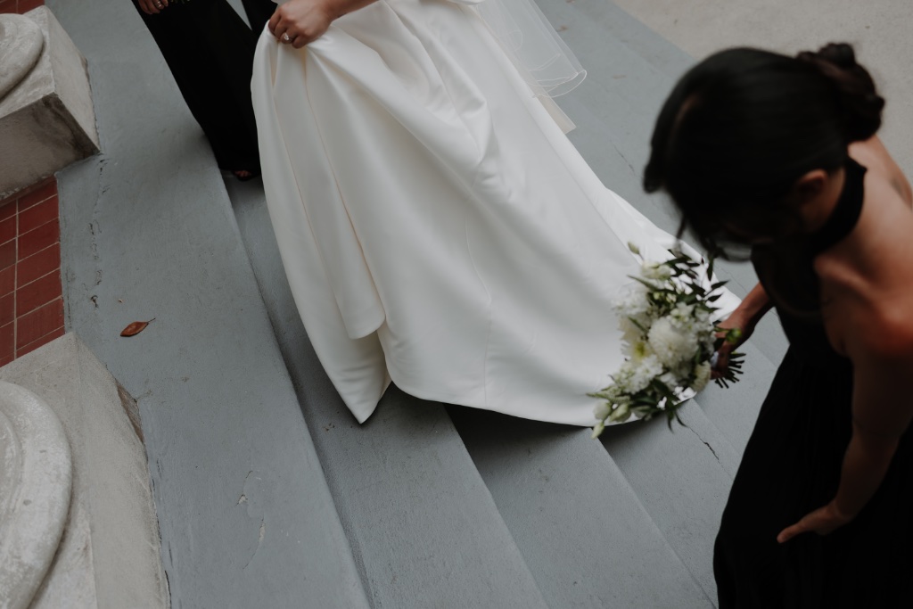 Dress detail on the stairs
