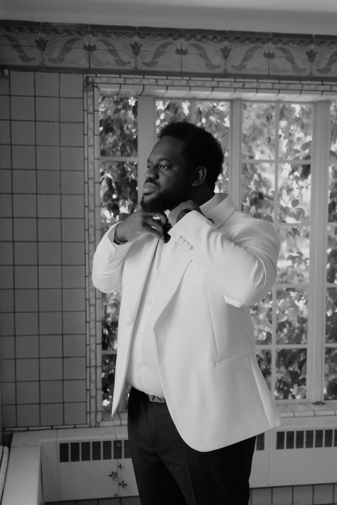 Groom getting ready