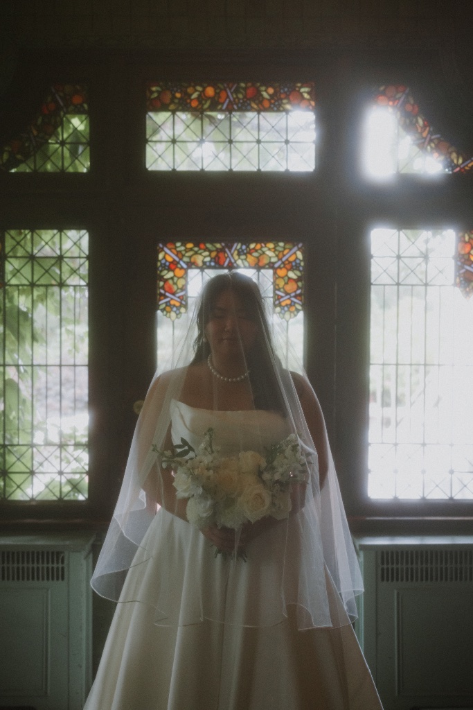 Bride in chapel light
