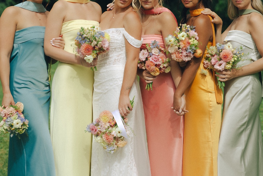 Colorful wedding party