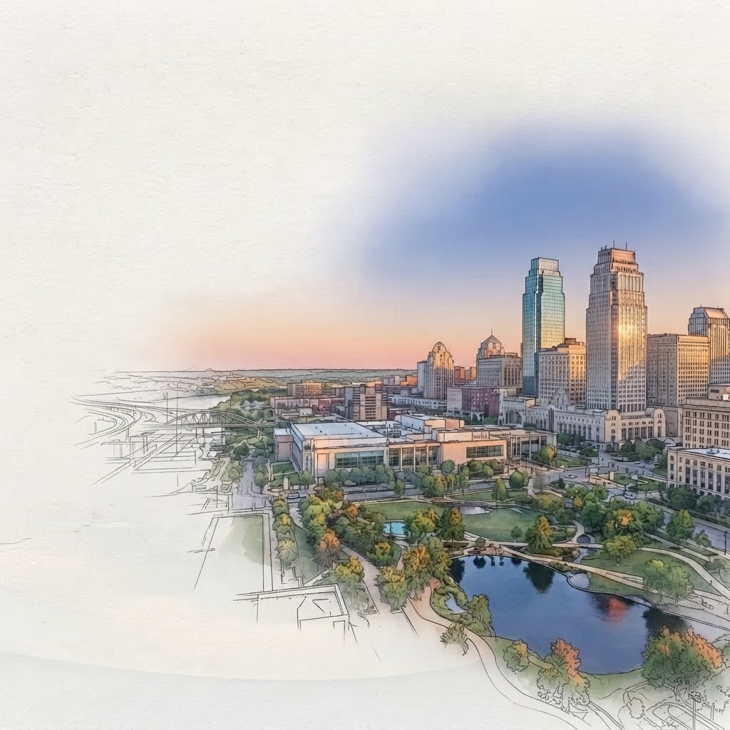 CHI Health Center and downtown Omaha infrastructure