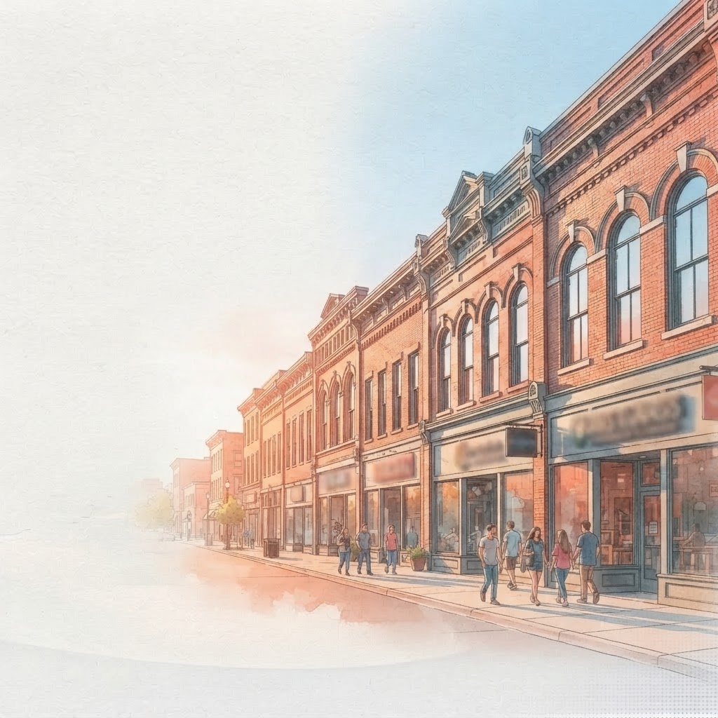 Blackstone District streetscape in Omaha