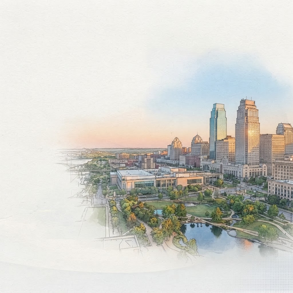 Downtown Omaha skyline across the Missouri River