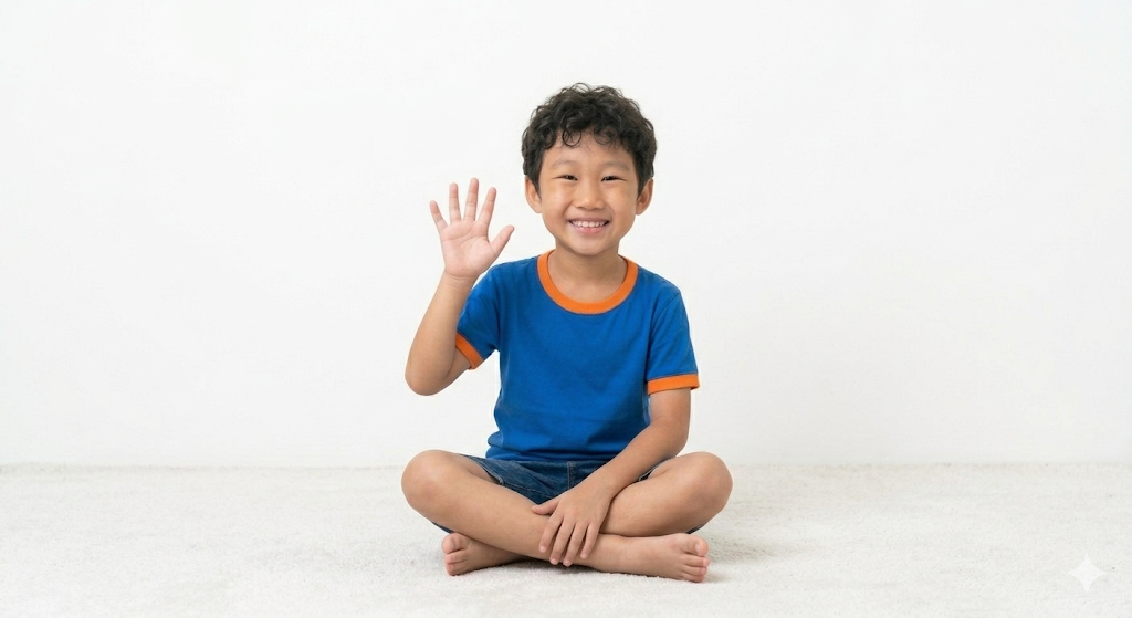Child waving