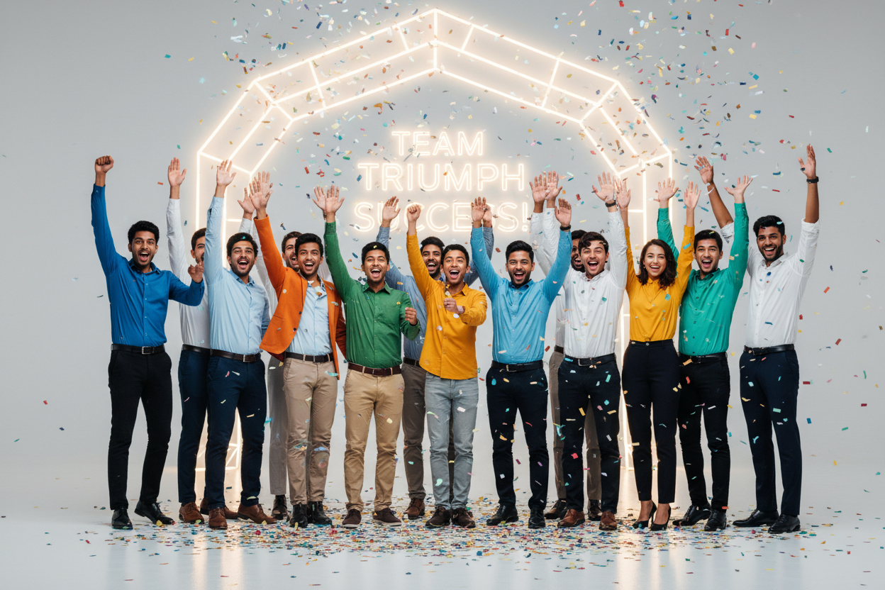 Team celebrating coaching success and achievement