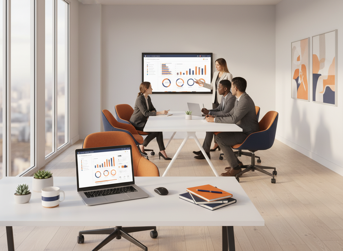 Equipe Esquilo Apoio Administrativo em ambiente de trabalho moderno