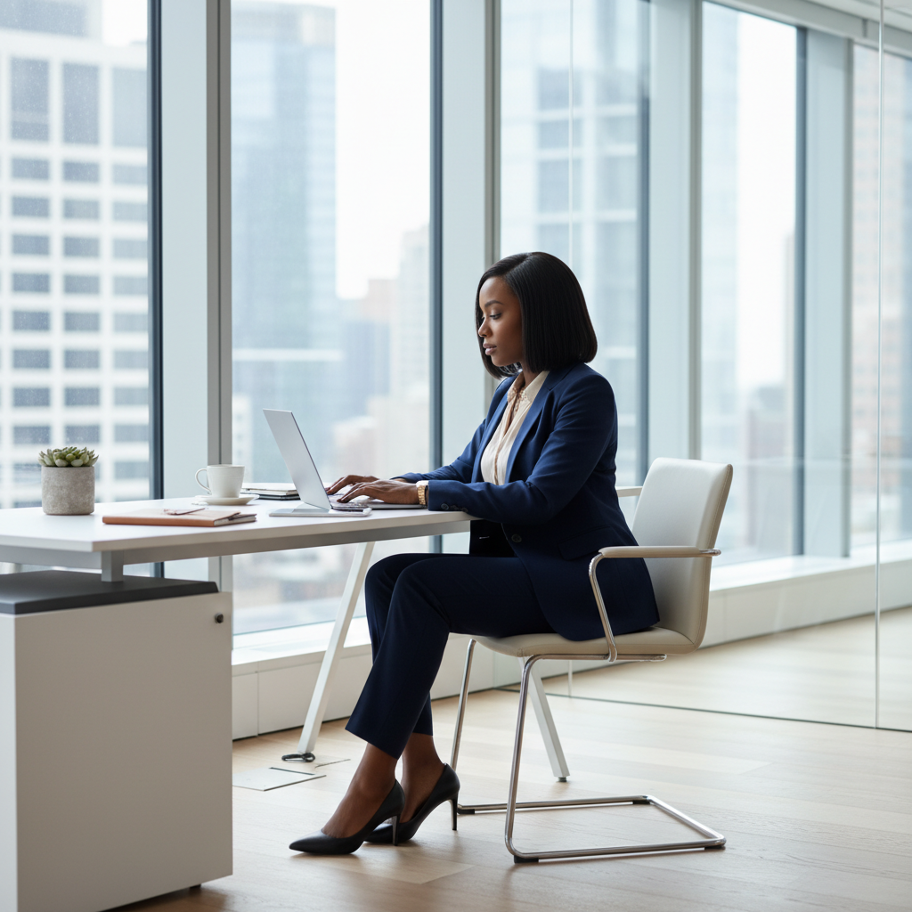 Black woman professional working in office