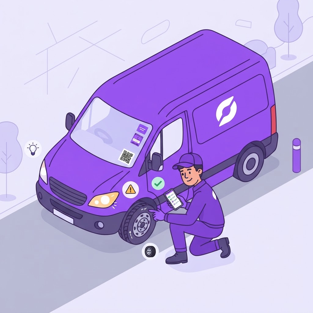 Driver completing a vehicle safety check