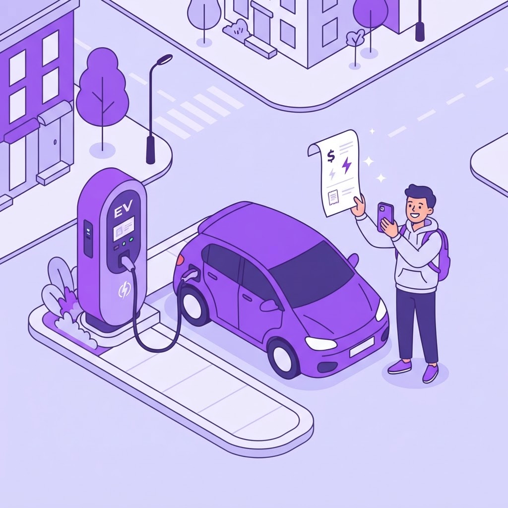 Driver capturing a public charging receipt
