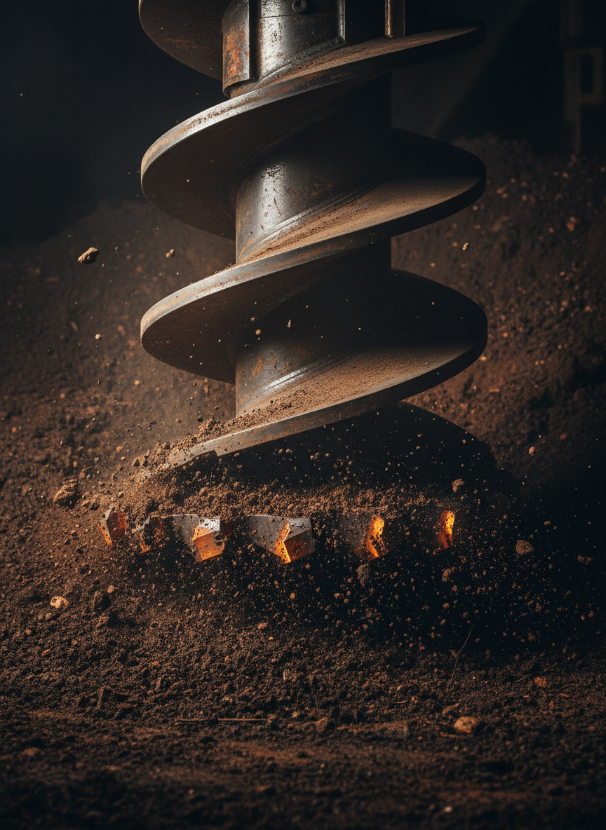 Auger Piling drill head close-up