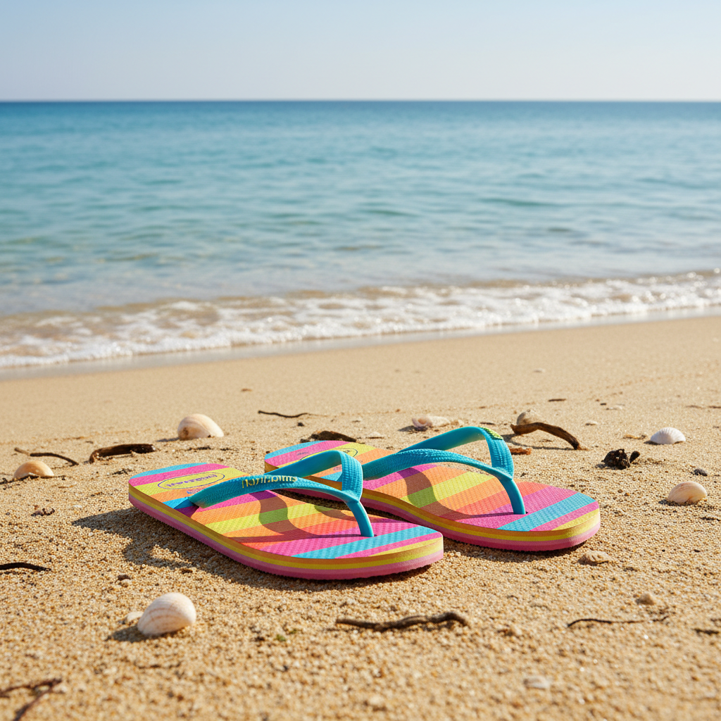 Havaianas strandslippers op het strand