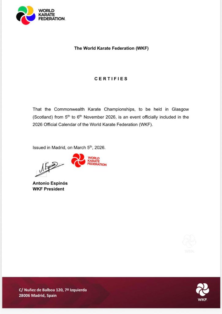 WKF Certificate