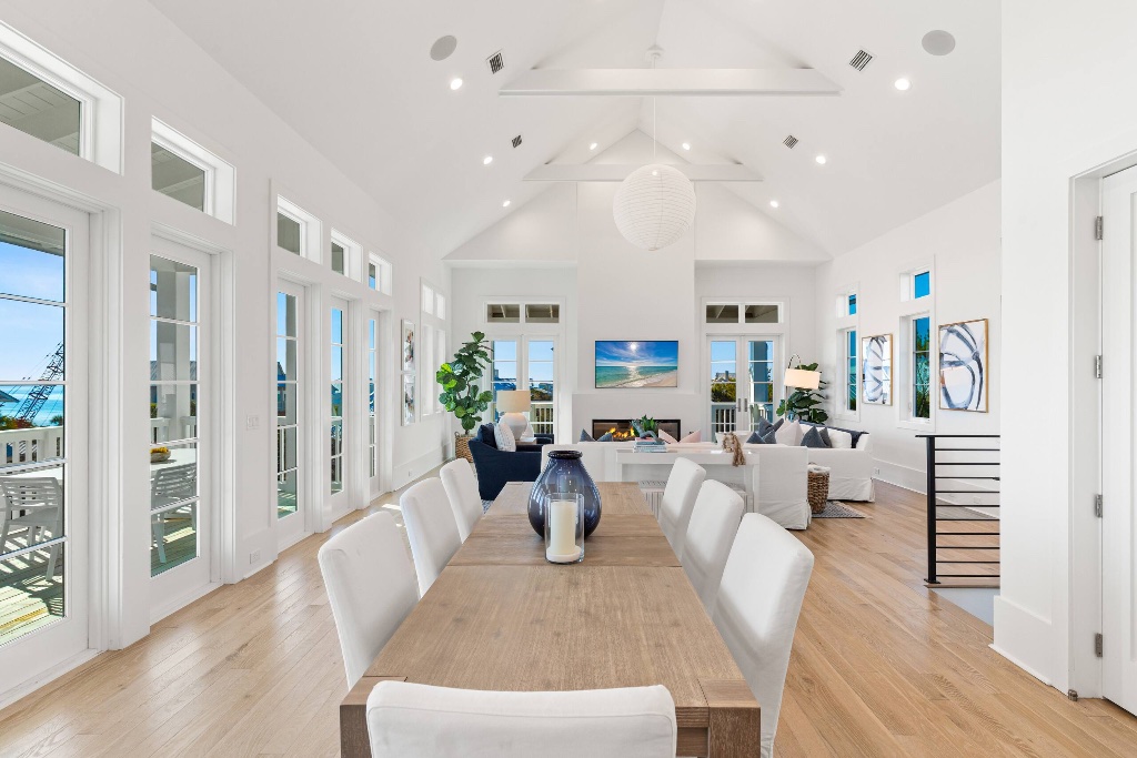 Open-concept dining and living area