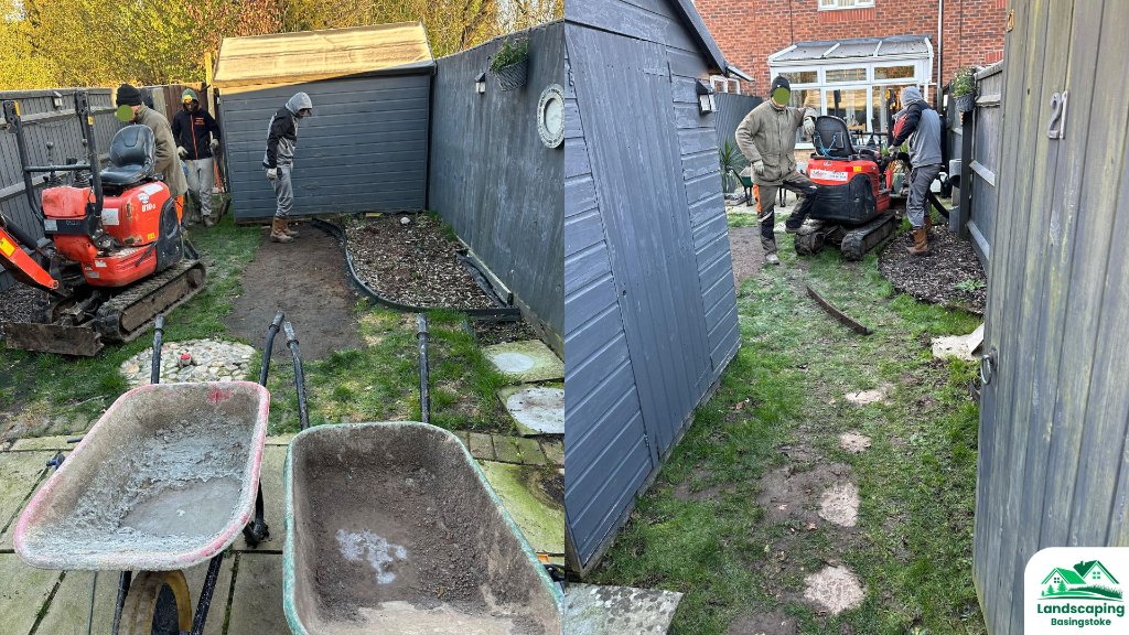 Overgrown garden before redesign in Basingstoke
