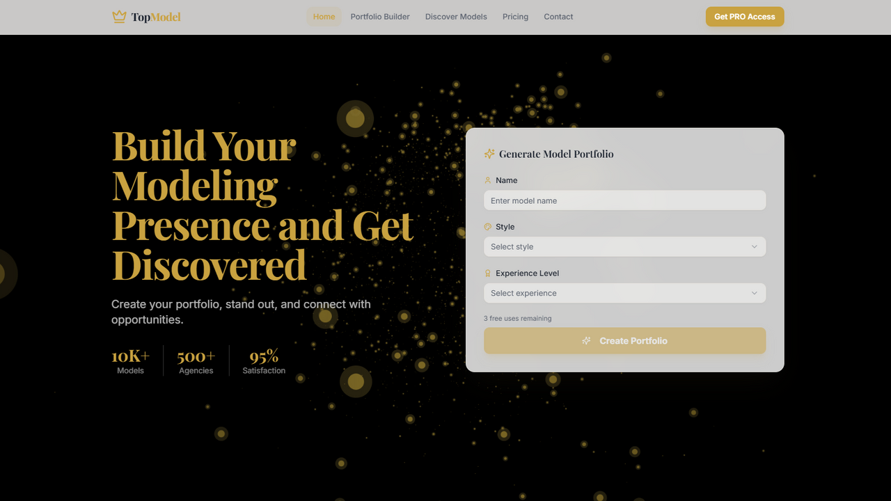 TopModel — AI Platform for Model Portfolios template preview