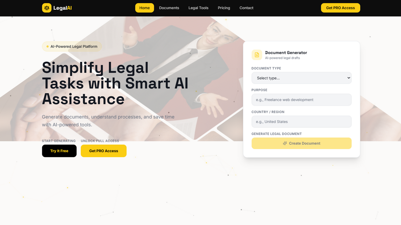 LegalAI — AI Tool for Legal Documents template preview