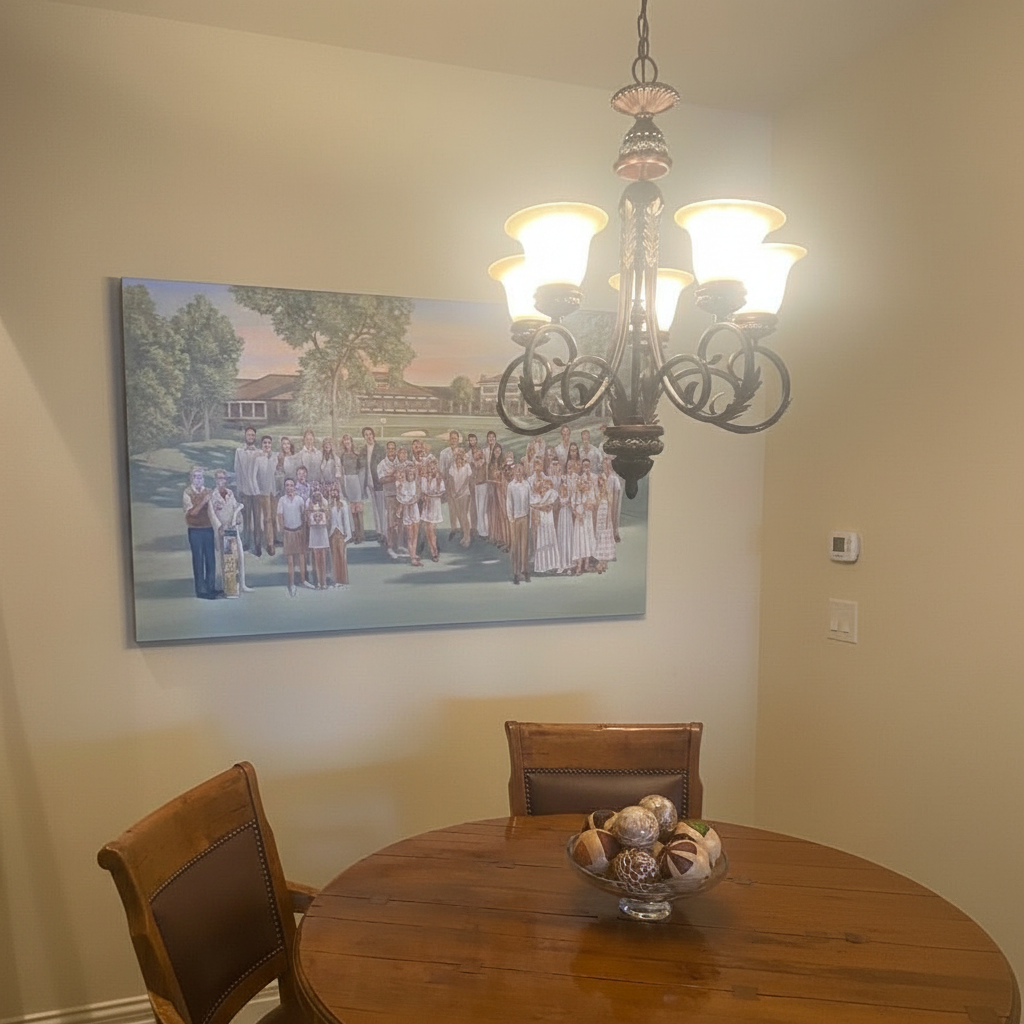 The completed portrait hung in the family home
