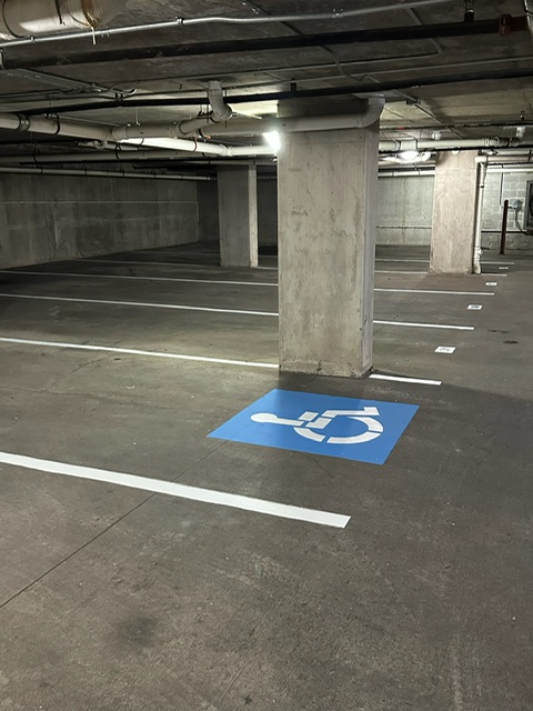 Indoor garage ADA striping