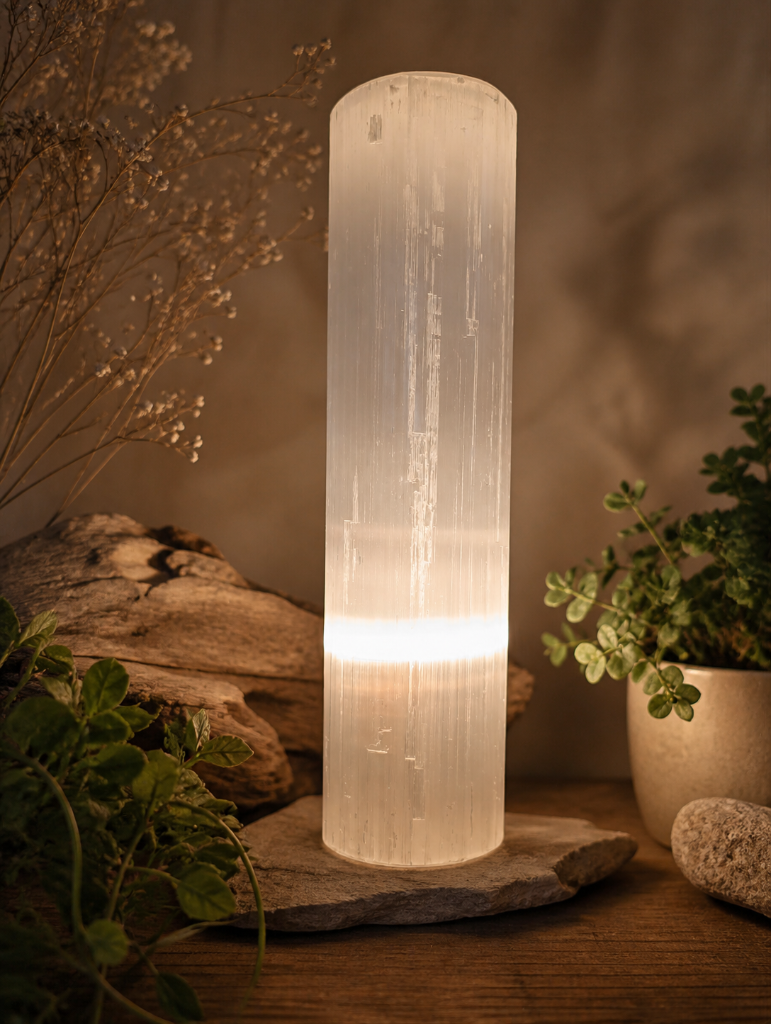 Selenit lampe – cylinder 35 cm