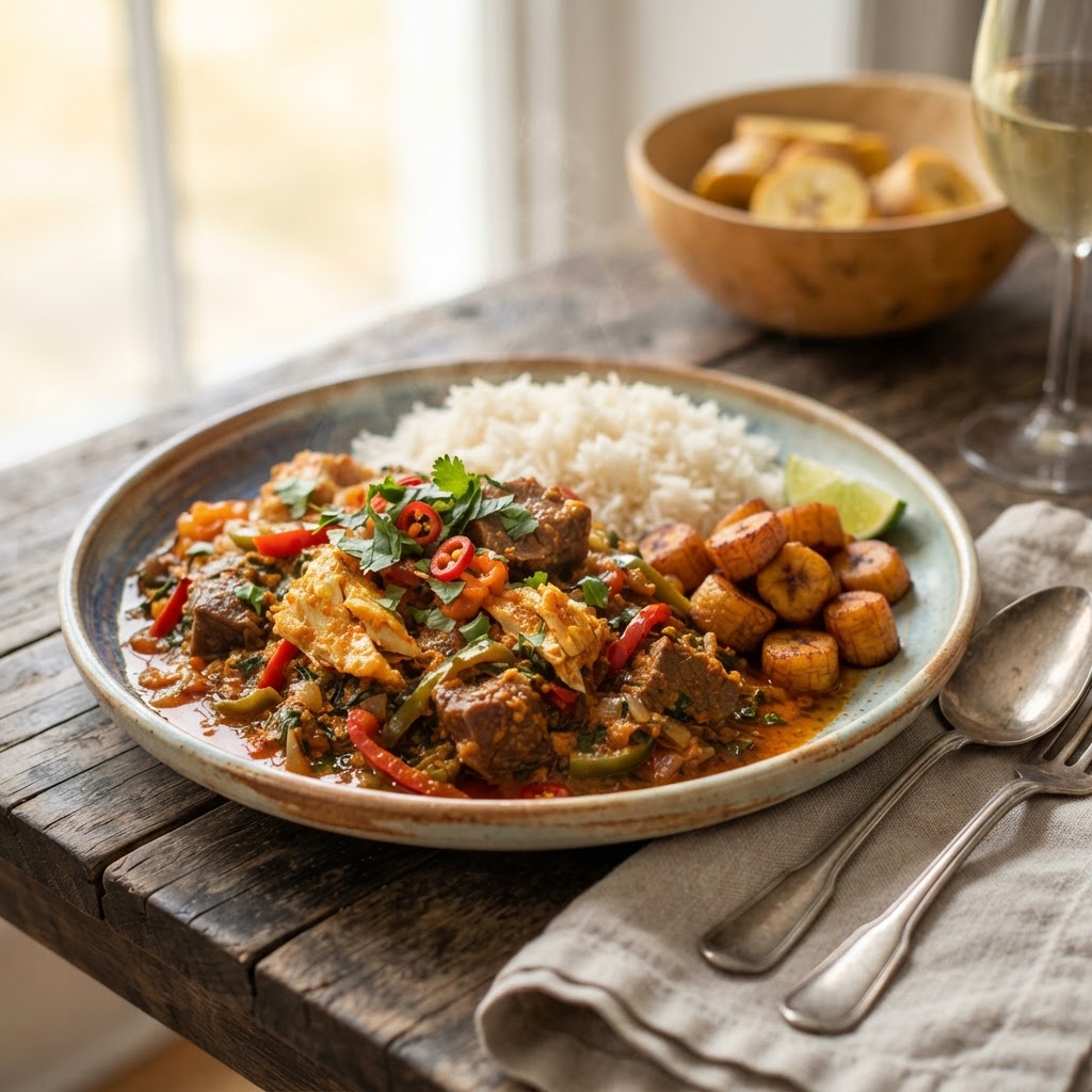 Winter-Stash Stockfish and Cow Meat Coconut Braise