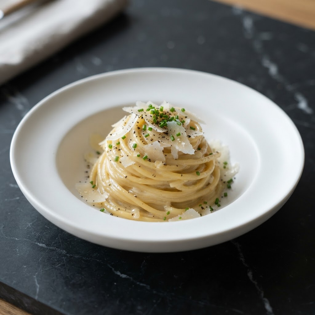 Provençal-Truffle Cacio e Pepe with Cognac-Braised Shallots