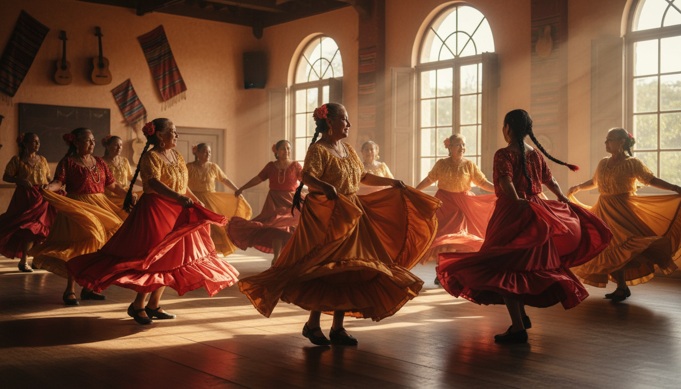 Women dancing together in community