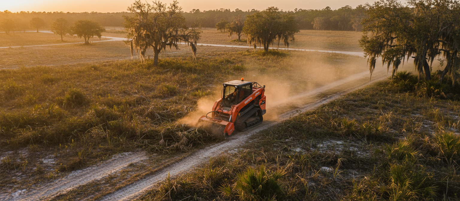 Land clearing equipment working on Florida property