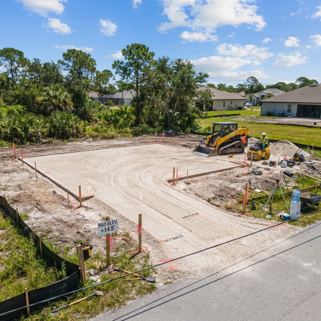 Okeechobee County site prep for rural driveway and pad preparation