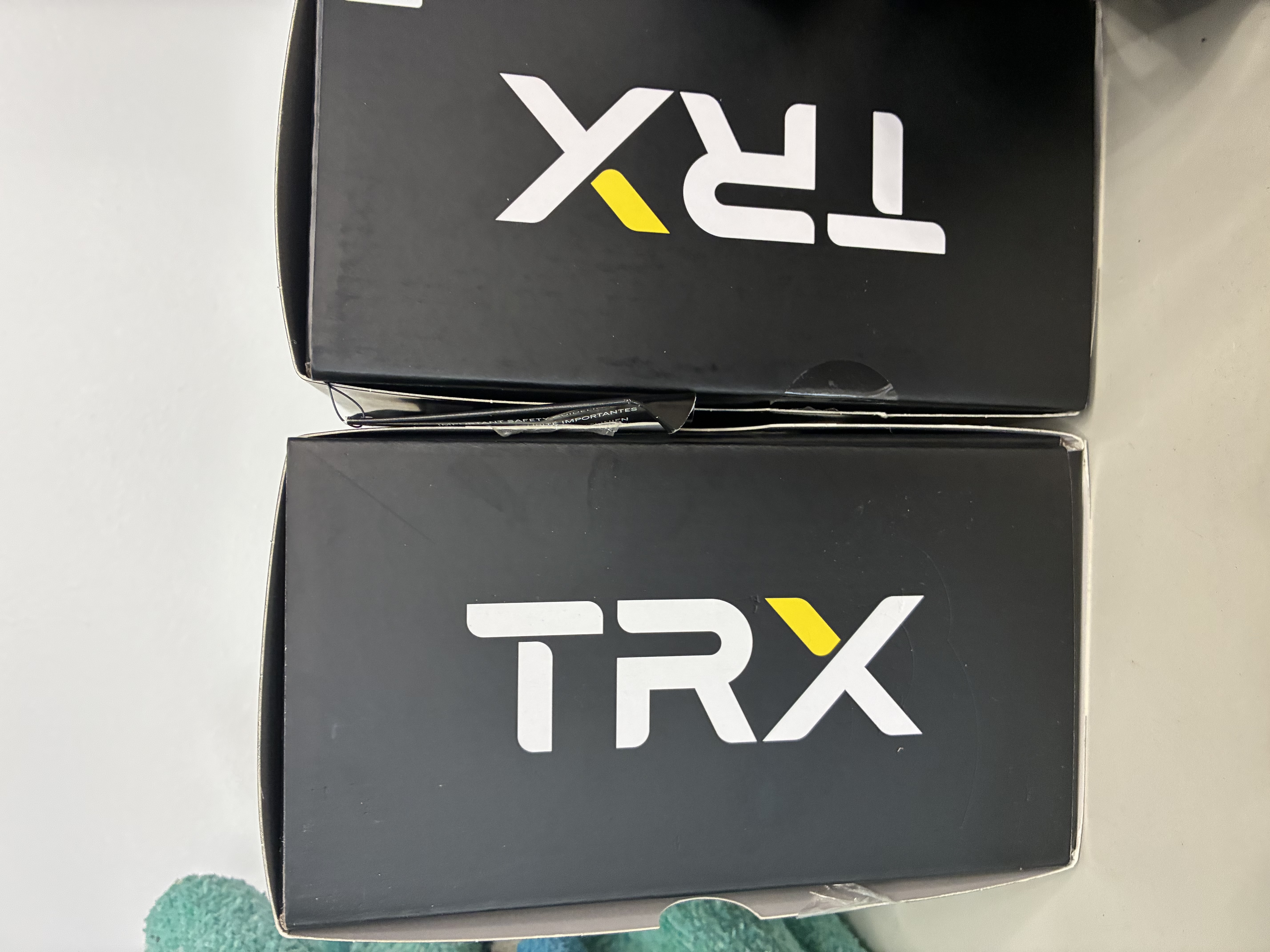 TRX equipment boxes with the TRX logo