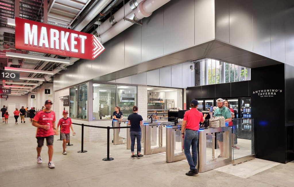 Stadium frictionless market concessions technology