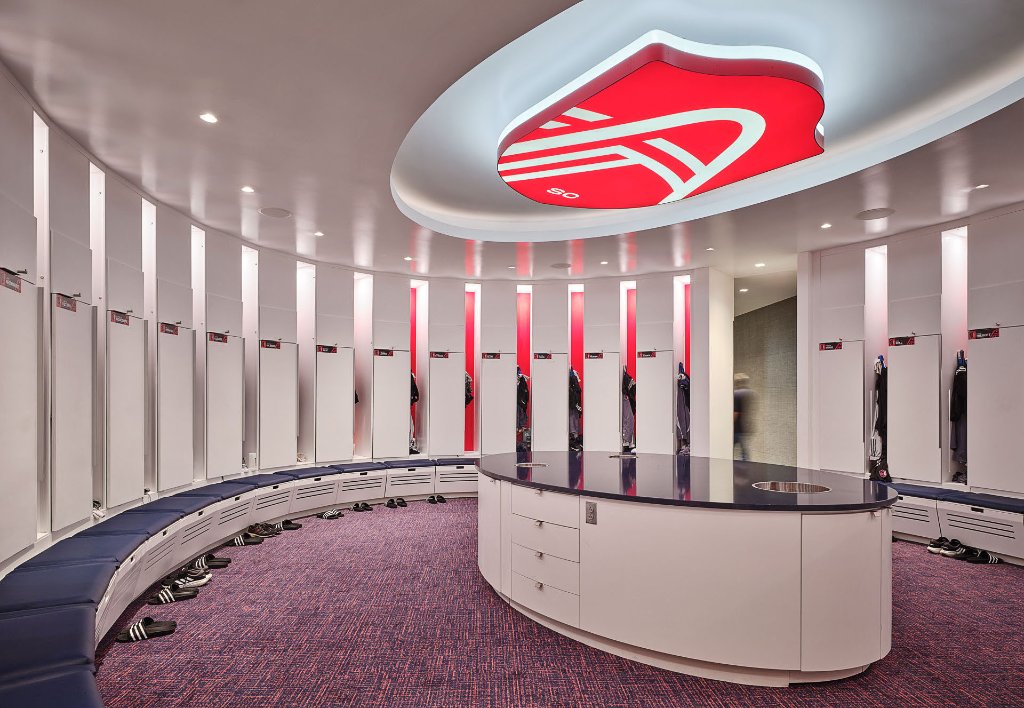 Professional soccer locker room interior design