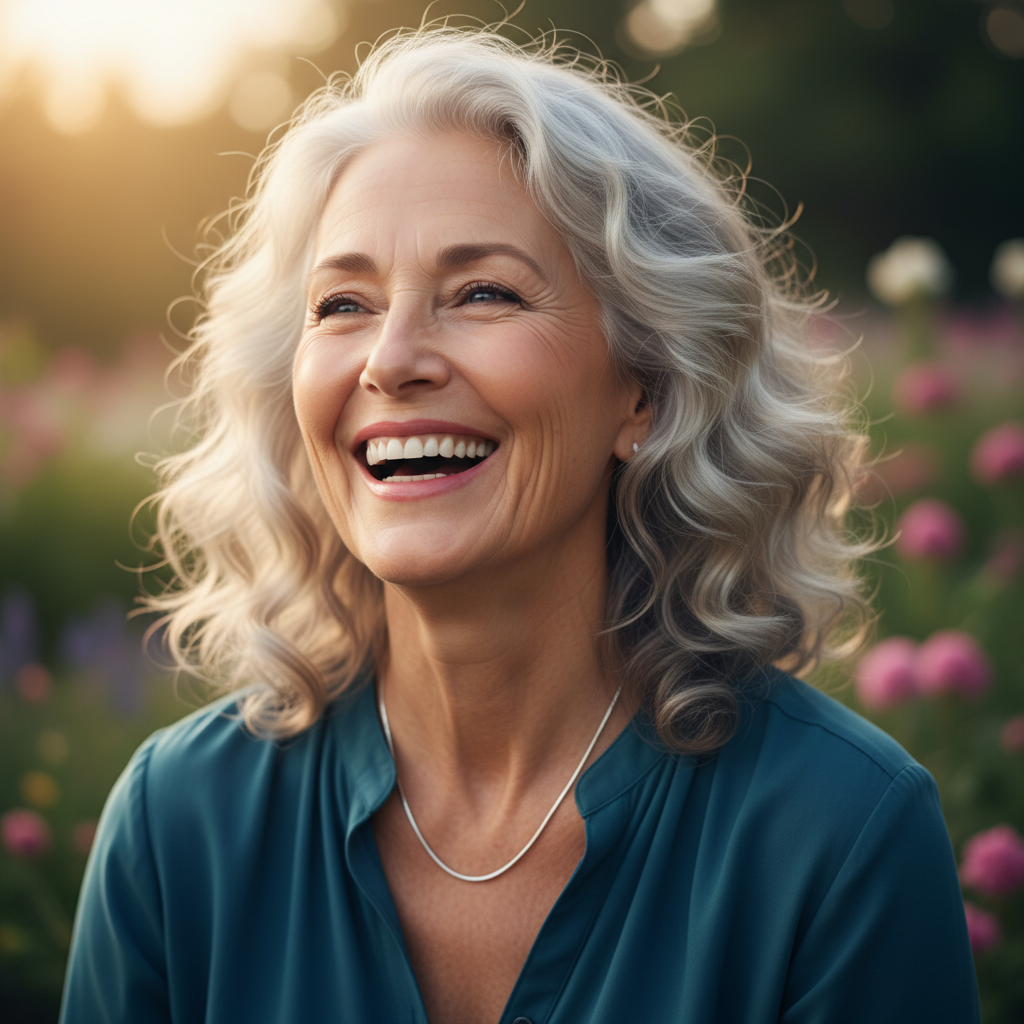 Vibrant older woman with a beautiful smile enjoying life