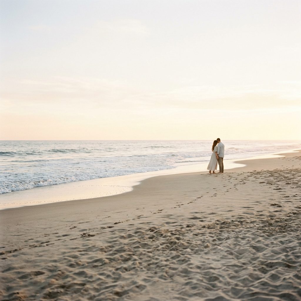 Couple at golden hour, representing hope and new beginnings