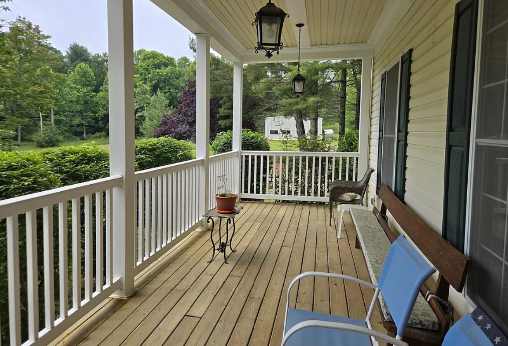 Emafini front porch overlooking the property