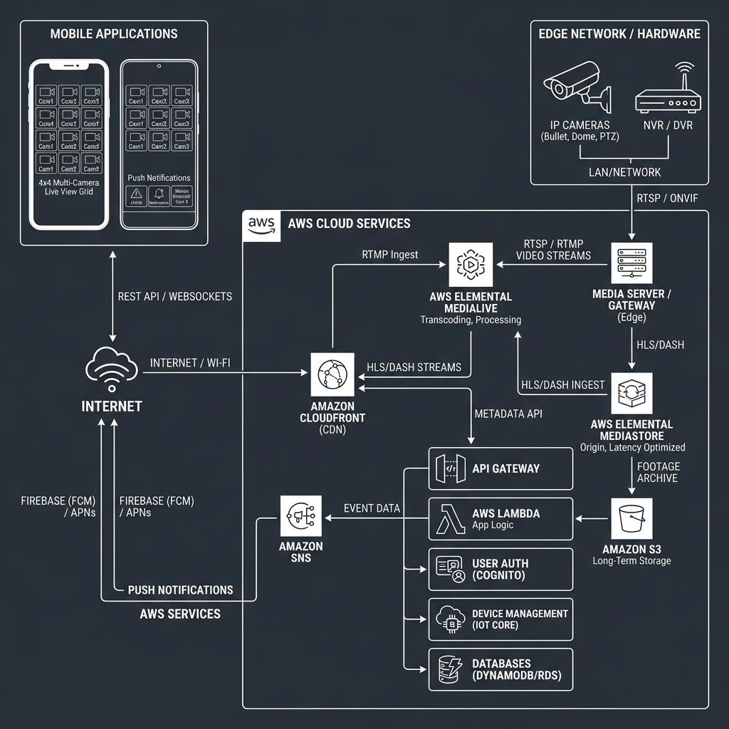 Multiple Mobile Apps DVR, NVR & IP Camera Remote Viewing diagram 1